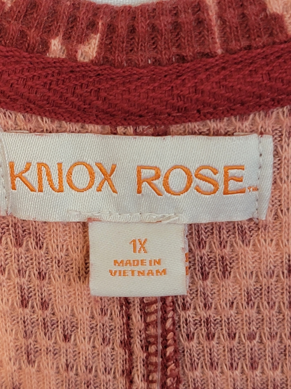 Knox Rose Waffle Knit Floral Ribbed Top Size 1X - Picture 2 of 7